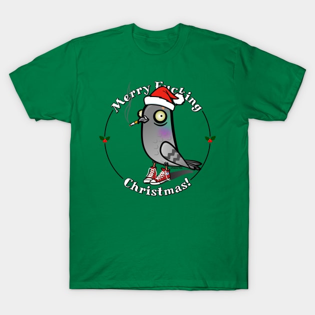 Christmas Pigeon T-Shirt by Ferrous Frog